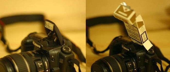 Светорассеиватель для спалаху фотоапарата з пачки сигарет (5 фото)